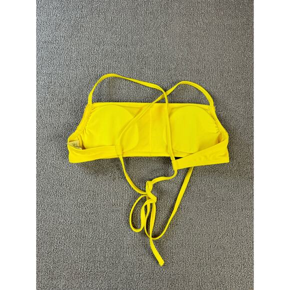 Wild Fable Bikini Swim Top Crochet Retro Hippie Yellow Pink Size Small - Picture 2 of 5